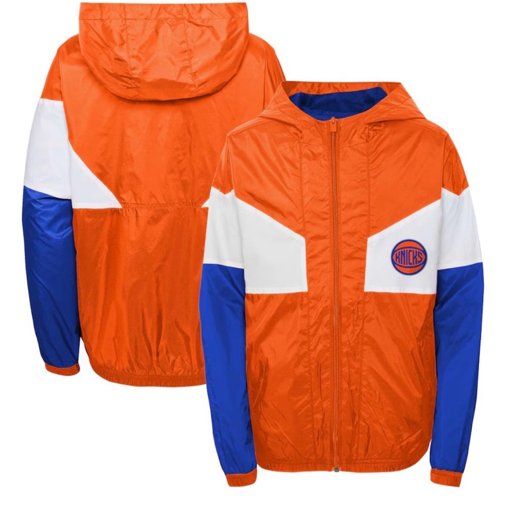 NBA Youth New York Knicks Orange Pickup Game Full-Zip Windbreaker Hoodie